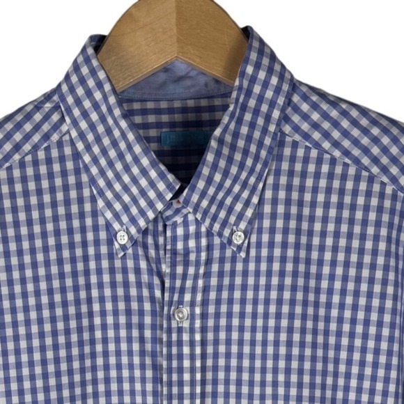 J.McLaughlin Other - J.McLaughlin Shirt Mens L Blue White Gingham Cotton Button Down